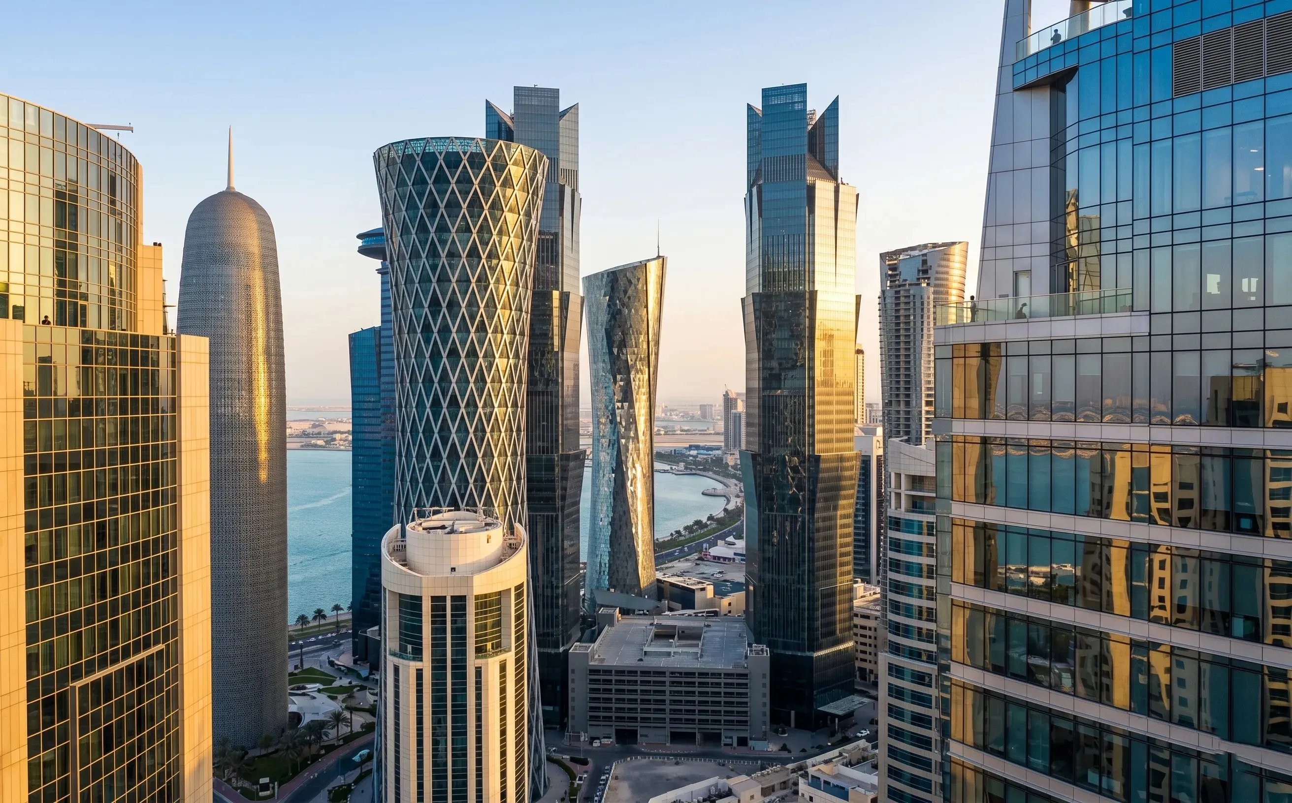 Modern office tower architecture in West Bay Doha